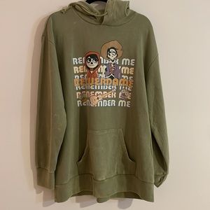 Disney Coco movie REMEMBER ME Recuerdame long hoodie in washed green NWT Size L